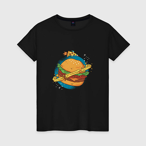 Женская футболка Бургер Планета Planet Burger / Черный – фото 1