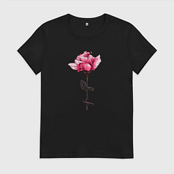 Футболка хлопковая женская Роза с надписью FAMILY, цвет: черный