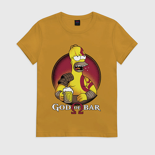Женская футболка Homer god of bar / Горчичный – фото 1
