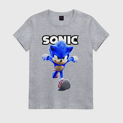 Футболка хлопковая женская Sonic the Hedgehog 2022, цвет: меланж
