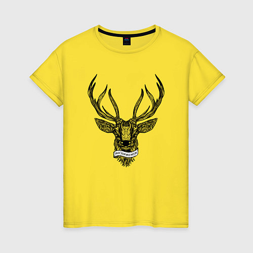 Женская футболка Олень в стиле Мандала Mandala Deer / Желтый – фото 1