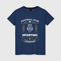 Футболка хлопковая женская Sporting: Football Club Number 1, цвет: тёмно-синий