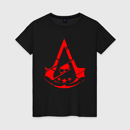 Женская футболка Assassins creed череп Три звезды / Черный – фото 1