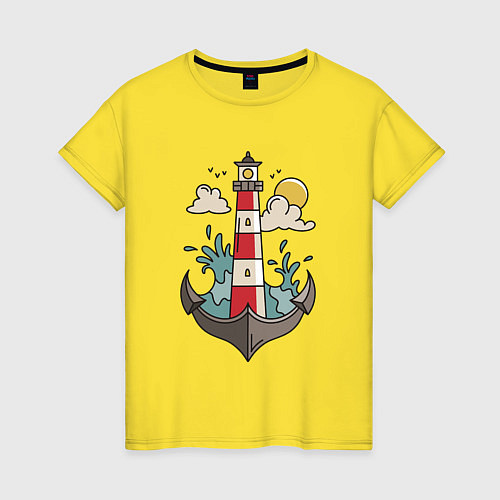 Женская футболка Маяк Якорь Lighthouse Anchor / Желтый – фото 1