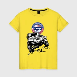 Футболка хлопковая женская Jeep The American Legend Джип Американская легенда, цвет: желтый