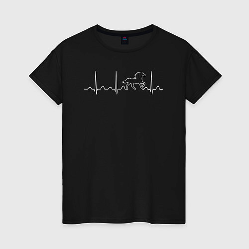 Женская футболка Лошадь в биении сердца / Черный – фото 1