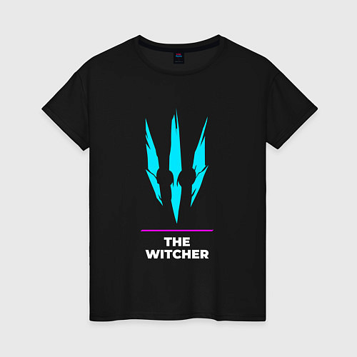 Женская футболка Символ The Witcher в неоновых цветах / Черный – фото 1