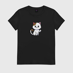 Футболка хлопковая женская Rude cat, цвет: черный