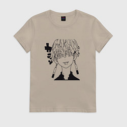 Футболка хлопковая женская Чифую Мацуно ЧБ, цвет: миндальный