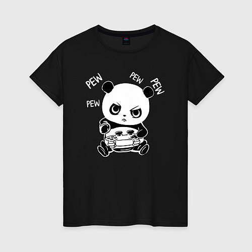 Женская футболка Панда геймер / Черный – фото 1
