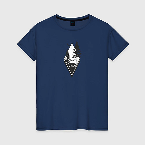 Женская футболка Сова и медведь / Тёмно-синий – фото 1