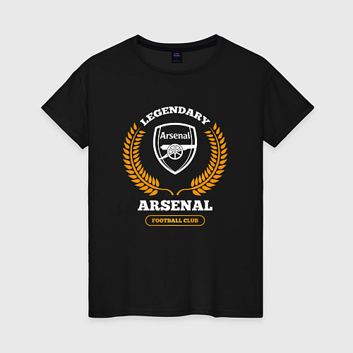 Женская футболка Лого Arsenal и надпись Legendary Football Club / Черный – фото 1