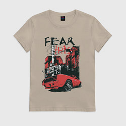 Футболка хлопковая женская Fear This футболка, цвет: миндальный