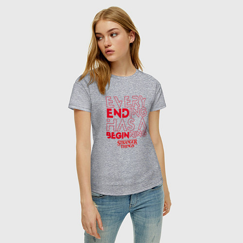 Женская футболка Every Ending has a beginning / Меланж – фото 3