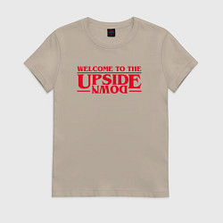Футболка хлопковая женская Welcome To The Upside Down, цвет: миндальный