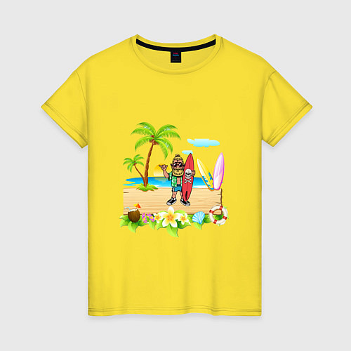 Женская футболка HIPPIES BY THE SEA / Желтый – фото 1
