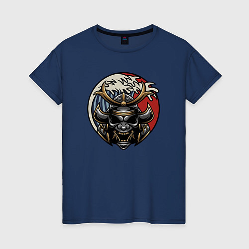 Женская футболка Шлем Маска самурая / Тёмно-синий – фото 1