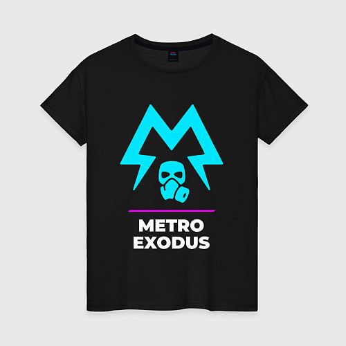 Женская футболка Символ Metro Exodus в неоновых цветах / Черный – фото 1