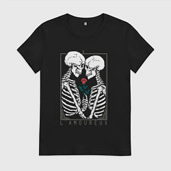 Футболка хлопковая женская Lovers навсегда, цвет: черный