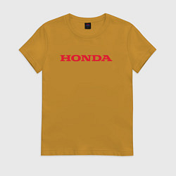 Футболка хлопковая женская HONDA ХОНДА LOGO спина, цвет: горчичный