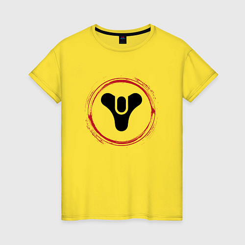 Женская футболка Символ Destiny и красная краска вокруг / Желтый – фото 1