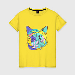 Футболка хлопковая женская COLORED CAT, цвет: желтый