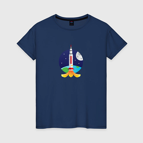 Женская футболка Ракета в космосе / Тёмно-синий – фото 1