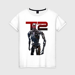 Футболка хлопковая женская Terminator 2 - T800, цвет: белый