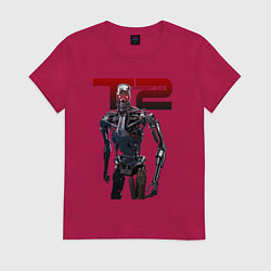 Футболка хлопковая женская Terminator 2 - T800, цвет: маджента