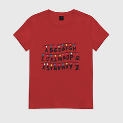 Футболка хлопковая женская STRANGER THINGS ALPHABET, цвет: красный