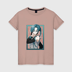Футболка хлопковая женская Hatsune Miku Drain, цвет: пыльно-розовый