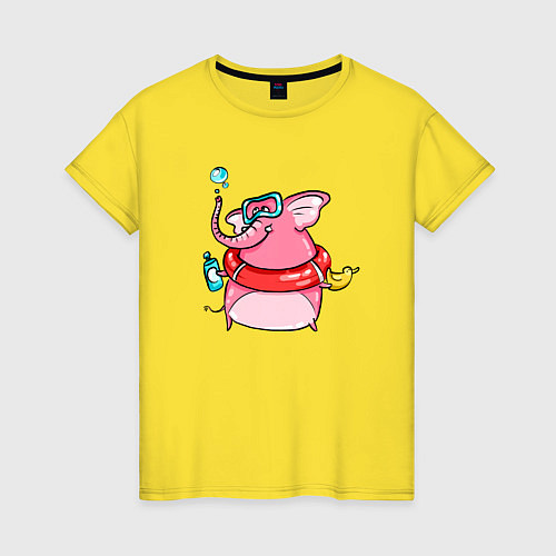 Женская футболка Слоненок идет купаться / Желтый – фото 1