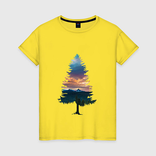 Женская футболка Лес в ёлке / Желтый – фото 1