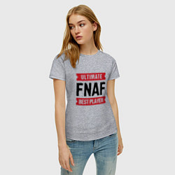 Футболка хлопковая женская FNAF: таблички Ultimate и Best Player, цвет: меланж — фото 2