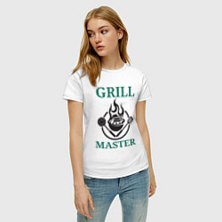 Футболка хлопковая женская Гриль мастер текст Grill master, цвет: белый — фото 2