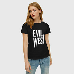 Футболка хлопковая женская Evil west logo, цвет: черный — фото 2