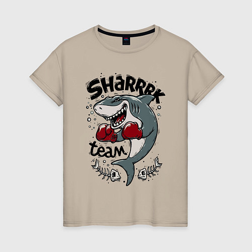 Женская футболка Shark boxing team / Миндальный – фото 1