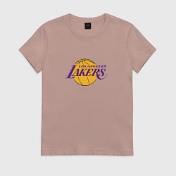 Футболка хлопковая женская Лос-Анджелес Лейкерс NBA, цвет: пыльно-розовый
