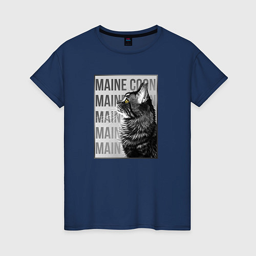 Женская футболка Профиль кошки / Тёмно-синий – фото 1