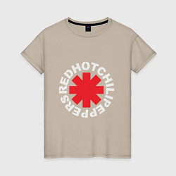 Футболка хлопковая женская Peppers - Logo, цвет: миндальный