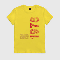 Футболка хлопковая женская Потрясающий человек с 1978 года, цвет: желтый