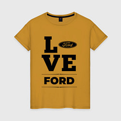 Футболка хлопковая женская Ford Love Classic, цвет: горчичный