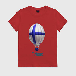 Футболка хлопковая женская 3d aerostat Finland flag, цвет: красный