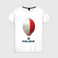 Футболка хлопковая женская 3d aerostat Polish flag, цвет: белый
