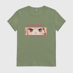 Футболка хлопковая женская Марин Китагава глаза, цвет: авокадо