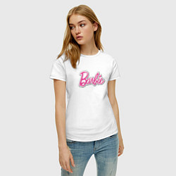 Футболка хлопковая женская Barbie logo, цвет: белый — фото 2