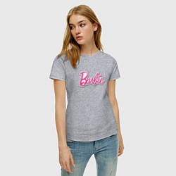 Футболка хлопковая женская Barbie logo, цвет: меланж — фото 2