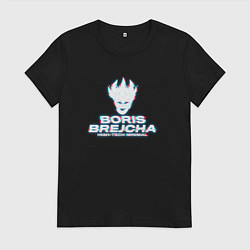Футболка хлопковая женская Борис Брейча глитч эффект, цвет: черный