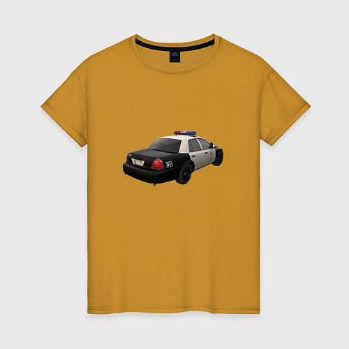 Женская футболка LAPD автомобиль / Горчичный – фото 1