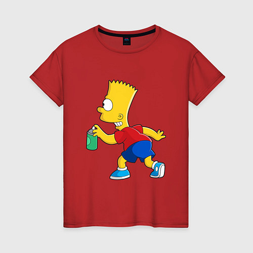 Женская футболка Барт Симпсон принт / Красный – фото 1